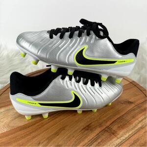 Nike Tiempo Legend 10 Club Youth 5.5Y Silver Volt Black Soccer‎ Cleats NWB
